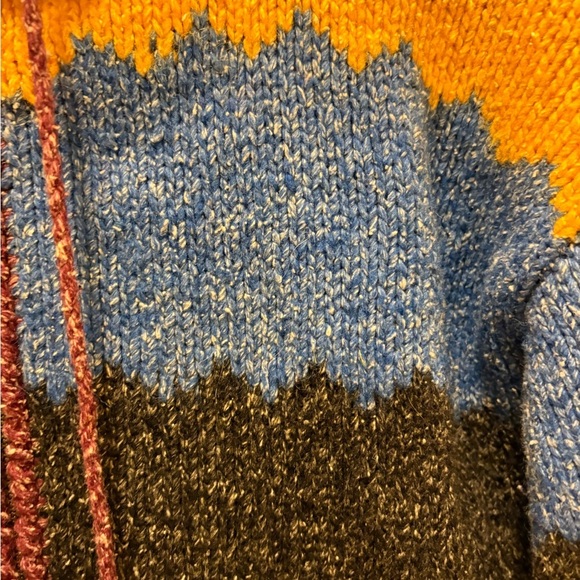 Orval Handmade 50% Wool Colorful Striped Women's Hooded Sweater Jacket EUC Sz L - Picture 6 of 13